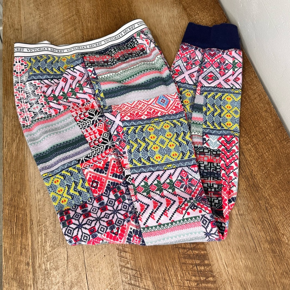 Victoria's Secret Bright Multicolor Aztec Print LeggingsSz L